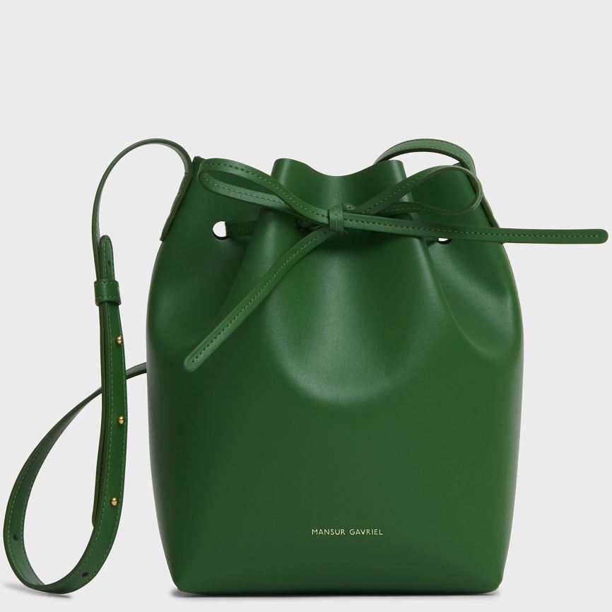 Women\'s Mansur Gavriel Apple Leather Mini Bucket Bags Green | AU 0619CF